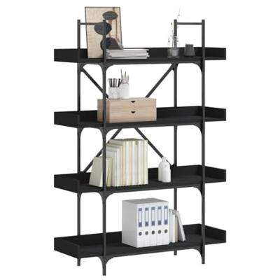 Boekenkast 4-laags 100x33x145,5 cm bewerkt hout zwart