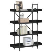 Boekenkast 4-laags 100x33x145,5 cm bewerkt hout zwart - thumbnail