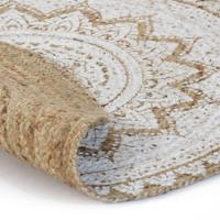 VidaXL Tapijt met print rond 210 cm gevlochten jute - thumbnail