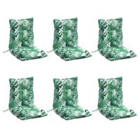 Stoelkussens 6 st lage rug bladpatroon oxford stof - thumbnail