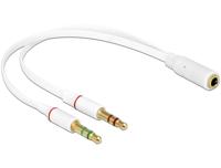 Delock 65585 Jackplug Audio Aansluitkabel [1x Jackplug female 3,5 mm - 2x Jackplug male 3,5 mm] 20 cm Wit - thumbnail