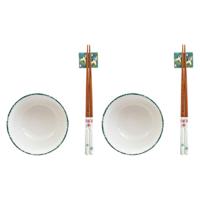 Sushi-set DKD Home Decor 25 x 25 x 6,5 cm Porselein Hout Wit Groen Orientaals (6 Onderdelen) (25 x 25 x 6,5 cm) (6 pcs) - thumbnail