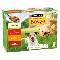 Purina Bonzo met rund, kip, lam in gelei maaltijdzakjes natvoer hond 4 dozen (48 x 85 g) - thumbnail