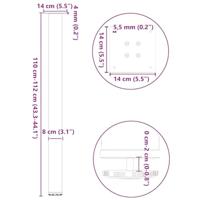 Salontafelpoten 4 st 110-112 cm staal naturel - thumbnail