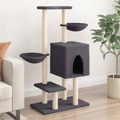 VidaXL Kattenmeubel met sisal krabpalen 117 cm donkergrijs VidaXL Kattenmeubel met sisal krabpalen 117 cm donkergrijs