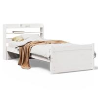 Bedframe met hoofdeinde zonder matras 90x200 cm wit - thumbnail