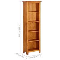 Boekenkast met 5 schappen 45x22x140 cm massief eikenhout - thumbnail