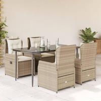 5-delige Tuinset met kussens poly rattan beige - thumbnail