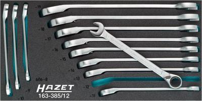 HAZET Ratelringsteeksleutelset 163-385/12 · Buitentwaalfkant tractieprofiel · 12-delig · 8 - 19 HAZET Ratelringsteeksleutelset 163-385/12 · Buitentwaalfkant tractieprofiel · 12-delig · 8 - 19