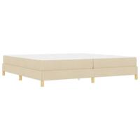 Boxspring bed Crème, Bruin 200 x 200 cm Stof, Engineered Hout - thumbnail