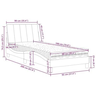 Bed met matras fluweel lichtgrijs 90x190 cm