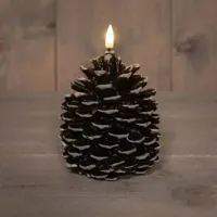 Anna&apos;s Collection LED kaars 3d flame dennenappel 10.5x12.5cm bruin 1 stuks - thumbnail