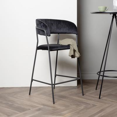 Nohr Barkruk 'Delmy' Velvet (zithoogte 61cm), kleur Zwart Nohr Barkruk 'Delmy' Velvet (zithoogte 61cm), kleur Zwart