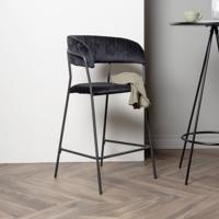 Nohr Barkruk 'Delmy' Velvet (zithoogte 61cm), kleur Zwart - thumbnail