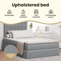 Opbergbed met LED met matras Lichtgrijs 120 x 190 cm Polyester - thumbnail