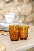 Glazenset Home ESPRIT Amber Kristal Met reliëf 240 ml (6 Stuks) - thumbnail