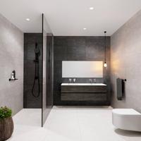 Badkamermeubel Solid Surface BWS Oslo 200x46 cm Wood Dark Brown Wasbak Dubbel (0 kraangaten, 4 lades) - thumbnail