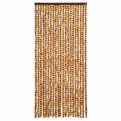 VidaXL Vliegengordijn 90x220 cm chenille oker en wit