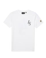 Lyle & Scott zomer t-shirt jongens - wit - Monogram print - thumbnail