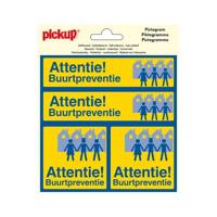 Sticker Attentie buurtpreventie - 150x150 mm 4 stuks. - thumbnail