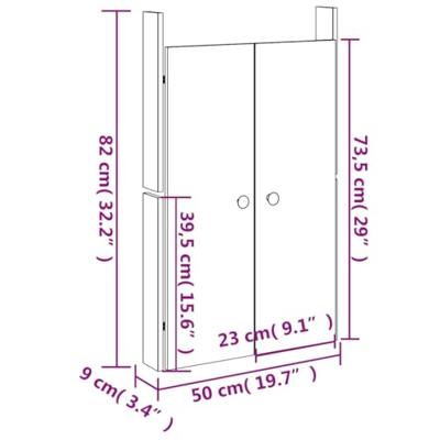 VidaXL Kastdeurtjes voor buitenkeuken 2 st 50x9x82 cm grenenhout zwart