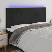 Hoofdbord LED 160x5x118/128 cm fluweel zwart - thumbnail