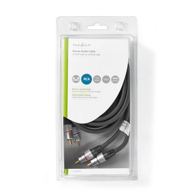 Stereo-Audiokabel | 2x RCA Male - 2x RCA Male | 1,50 m | Antraciet