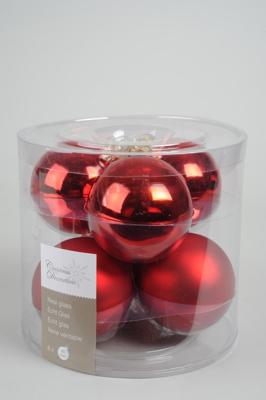 Decoris kerstballen Glas 6st kerstrood 8cm