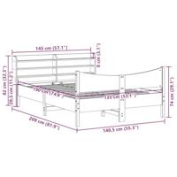 Bedframe met hoofdbord massief grenenhout wasbruin 135x190 cm - thumbnail