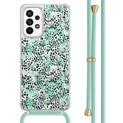 Samsung Galaxy A23 hoesje met koord - Luipaard mint Samsung Galaxy A23 hoesje met koord - Luipaard mint