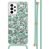Samsung Galaxy A23 hoesje met koord - Luipaard mint - thumbnail
