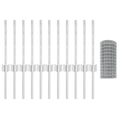 VidaXL Hek met paal zilver 0,4 x 25 m staal