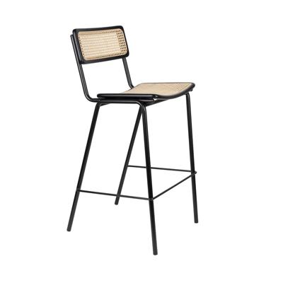 Zuiver Barkruk 'Jort' Rotan, kleur Naturel/Zwart (zithoogte 78cm)