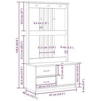Halboom SANDENS wit 87x40x159,5 cm massief grenenhout - thumbnail