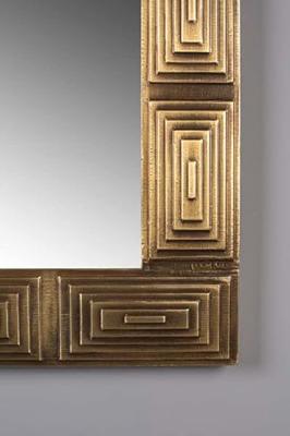 Dutchbone Spiegel 'Volan' mangohout, 110x70cm, kleur goud - thumbnail