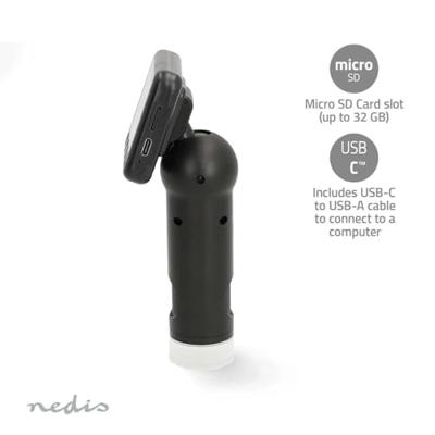 Nedis Microscoopcamera | 1080p@30fps | 48 MPixel | Zoom: 8 x | Vergroting: 500 x | Scherm grootte: 2 " | Ja | Zwart - MCAM2424BK