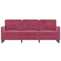 Driezitsbank 180 cm fluweel wijnrood - thumbnail