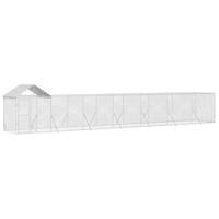 Hondenkennel met dak 14x2x2,5 m gegalvaniseerd staal zilver - thumbnail