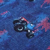 Kindershirt met monstertruckprint 140 gemleerd donkerblauw - thumbnail