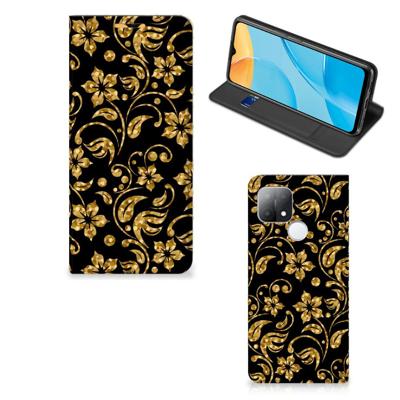 OPPO A15 Smart Cover Gouden Bloemen OPPO A15 Smart Cover Gouden Bloemen