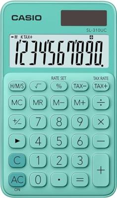 Casio SL-310UC-GN Zakrekenmachine Groen Aantal displayposities: 10 werkt op zonne-energie, werkt op batterijen (b x h x d) 70 x 8 x 118 mm Casio SL-310UC-GN Zakrekenmachine Groen Aantal displayposities: 10 werkt op zonne-energie, werkt op batterijen (b x h x d) 70 x 8 x 118 mm
