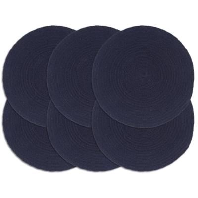 VidaXL Placemats 6 st rond 38 cm katoen effen marineblauw