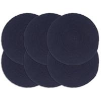 VidaXL Placemats 6 st rond 38 cm katoen effen marineblauw - thumbnail