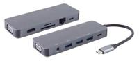 SHIVERPEAKS® Basic-S-USB-dock USB-C multiport dockingstation, 11-in-1, HDMI, VGA, PD, hub, SD, LAN, AUX - thumbnail