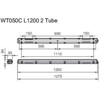 Philips LED Ledinaire WT050C 2xTLED L1200 LED-lamp voor vochtige ruimte LED T8 Grijs, Wit - thumbnail