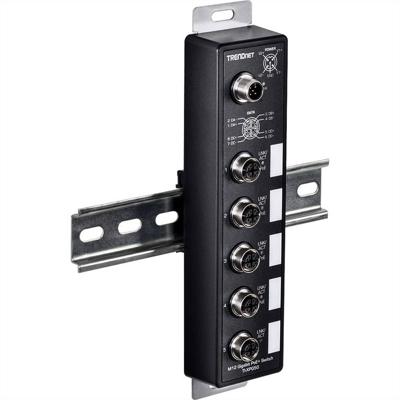 TRENDnet 5-Port Industrial EN50155 M12 Gigabit PoE+ Railway Switch, TI-XPG50