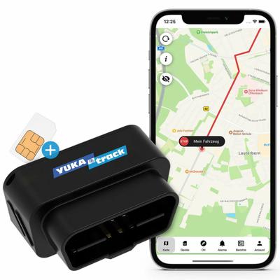 YUKAtrack GPS-Tracker Auto, voertuigen, vrachtwagen met SIM kaart en data flat heel Europa LIVE tracking, complete set: geen abonnement, geen contract, OBD 2 tracking box, direct klaar voor gebruik