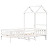 Bedframe met huisje massief grenenhout wit 75x190 cm - thumbnail
