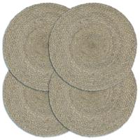 Placemats 4 st rond 38 cm jute effen grijs - thumbnail