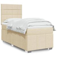 Boxspring met matras stof crèmekleurig 90x200 cm - thumbnail